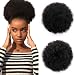 AISI QUEENS Short Afro Synthetic Curly Hair Ponytail African American Kinky Curly Wrap Drawstring Puff Ponytail Hair Extensions Wig with 2 Clips(Large 1B#)