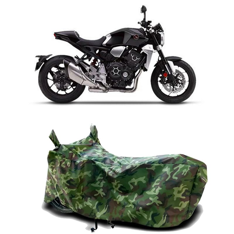 Image of DUFFEL-100% Heat Protection Two Wheeler Bike /Scooty Body Cover for Honda CB1000R Plus BS6 Water Resistance /UV-Rays /Birds Dropping /Scratchproof /Dust Proof /Waterproof[Green Jungle Print]