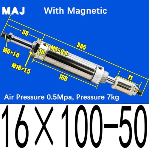 Cilindro neumático mini de 16mm MAJ16 ajustable con pistón magnético 2