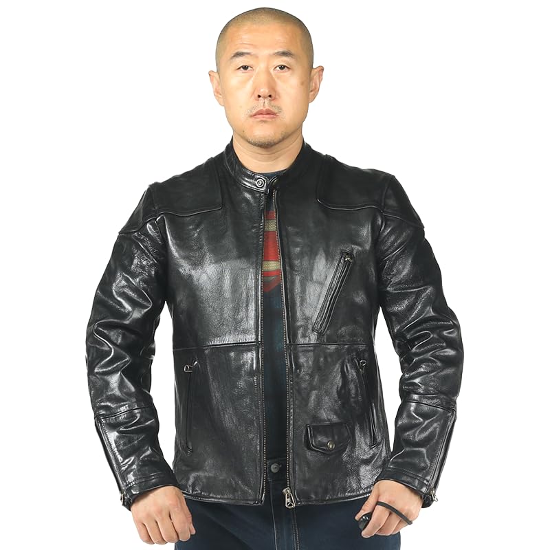 PIECOLOURMen's black leather jacket
