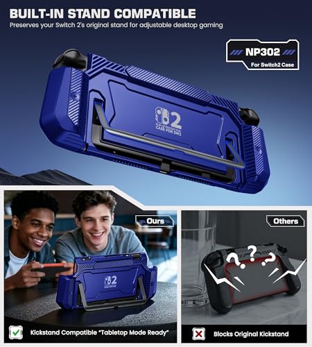 Image of Dockable Blue Case for Nintendo Switch 2,[Exclusive Pop-up Joy-Con Quick Release][Military-Grade Protection][Stand Compatible] Switch 2 Protective Case with Ergonomic Grip, Shell for Switch 2 Console
