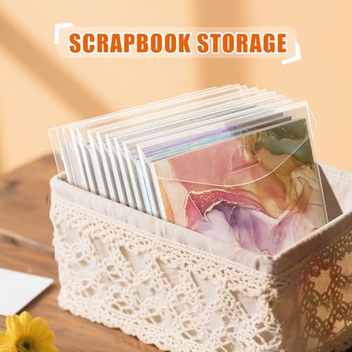 Image of tutata 6x6 Inch Scrapbook Storage, Scrap Storage with Lid, Plastic Sleeves for Holding Scrapbook Paper, Origami Paper, Cookie Stencil, Cardstock, 30 PCS