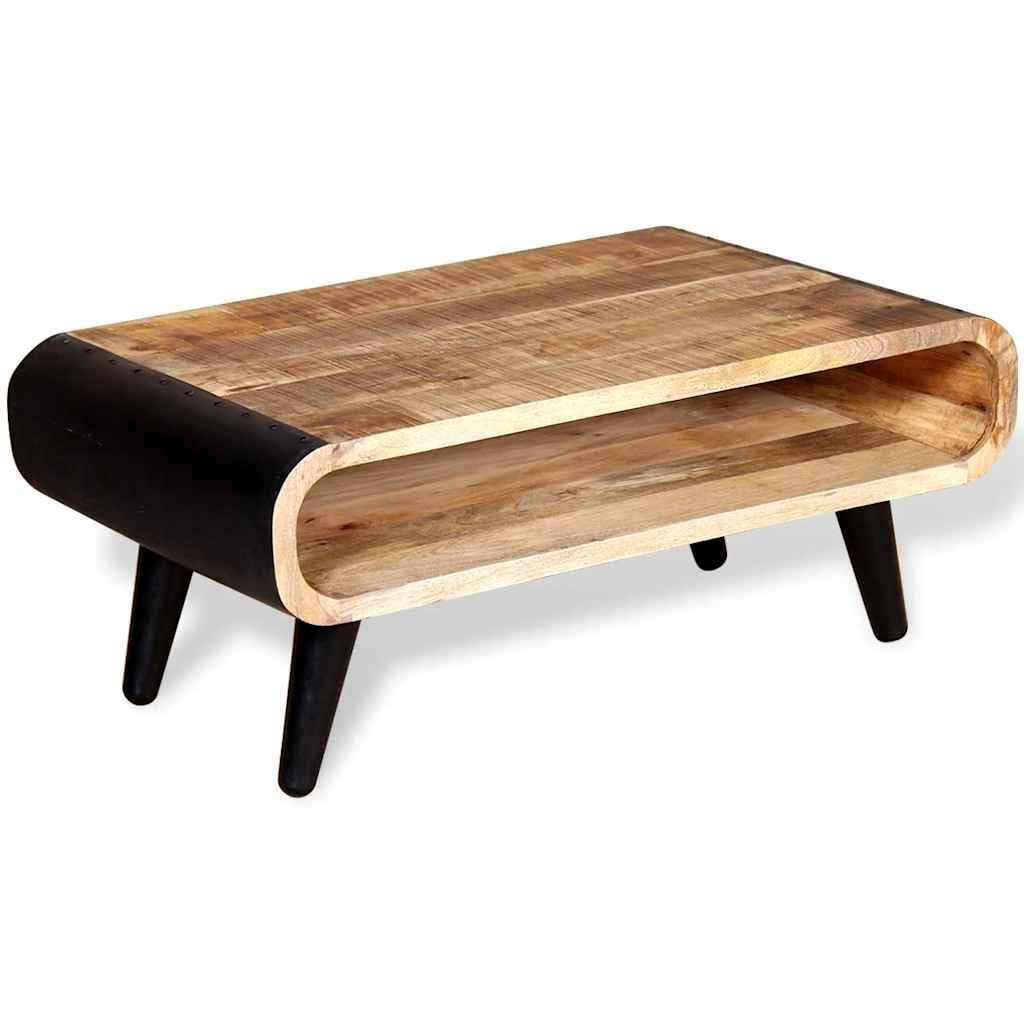 Table basse en bois de manguier faite à la main durable et design industriel haut de gamme