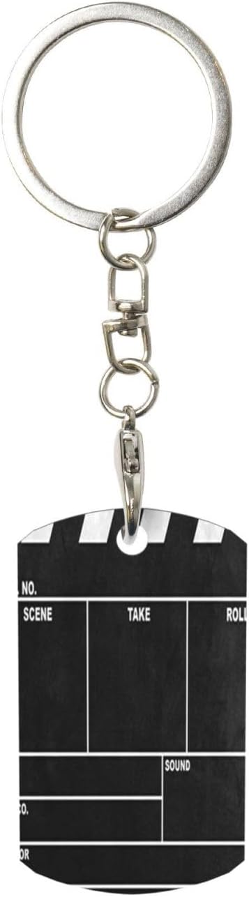 AUGUSTRUSH Rustproof Personalized Rectangular Keychain, Classic Movie Clapboard Black Metal Key Holder Tag For Men Women Gifts, Durable Aluminum Key Chain With Plastic Case