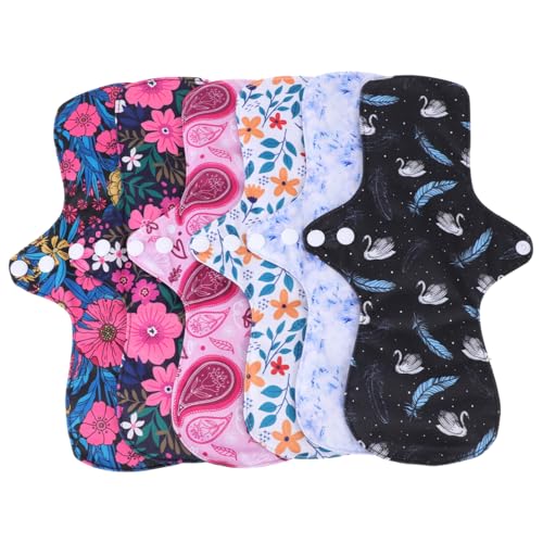 MOLUCKFU Compresas Reutilizables para Adultos Toallas Sanitarias de Tela Lavables 6 Unidades Hebilla Oculta Súper Absorbentes Adecuadas para Deportes y Exteriores