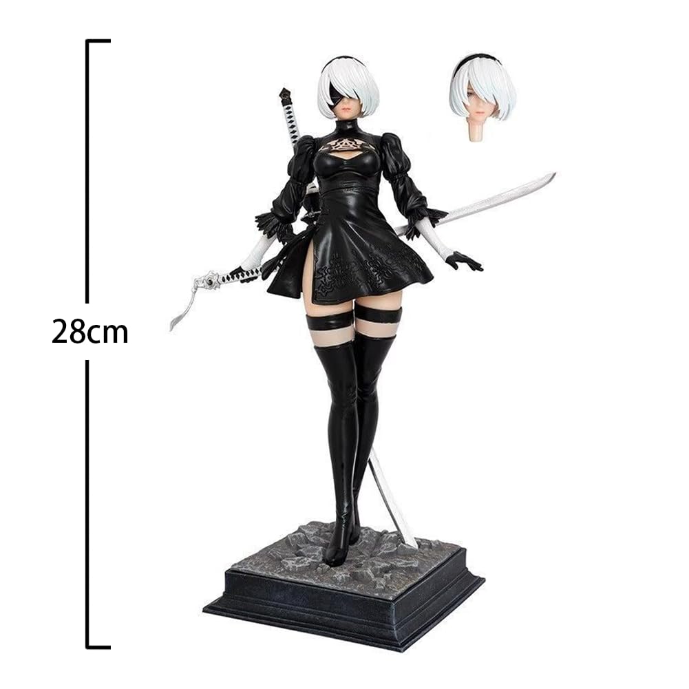 Zhongkaihua Automata 2B - Action figure con testa intercambiabile in PVC Yorha n. 2, figura di tipo B, 28 cm