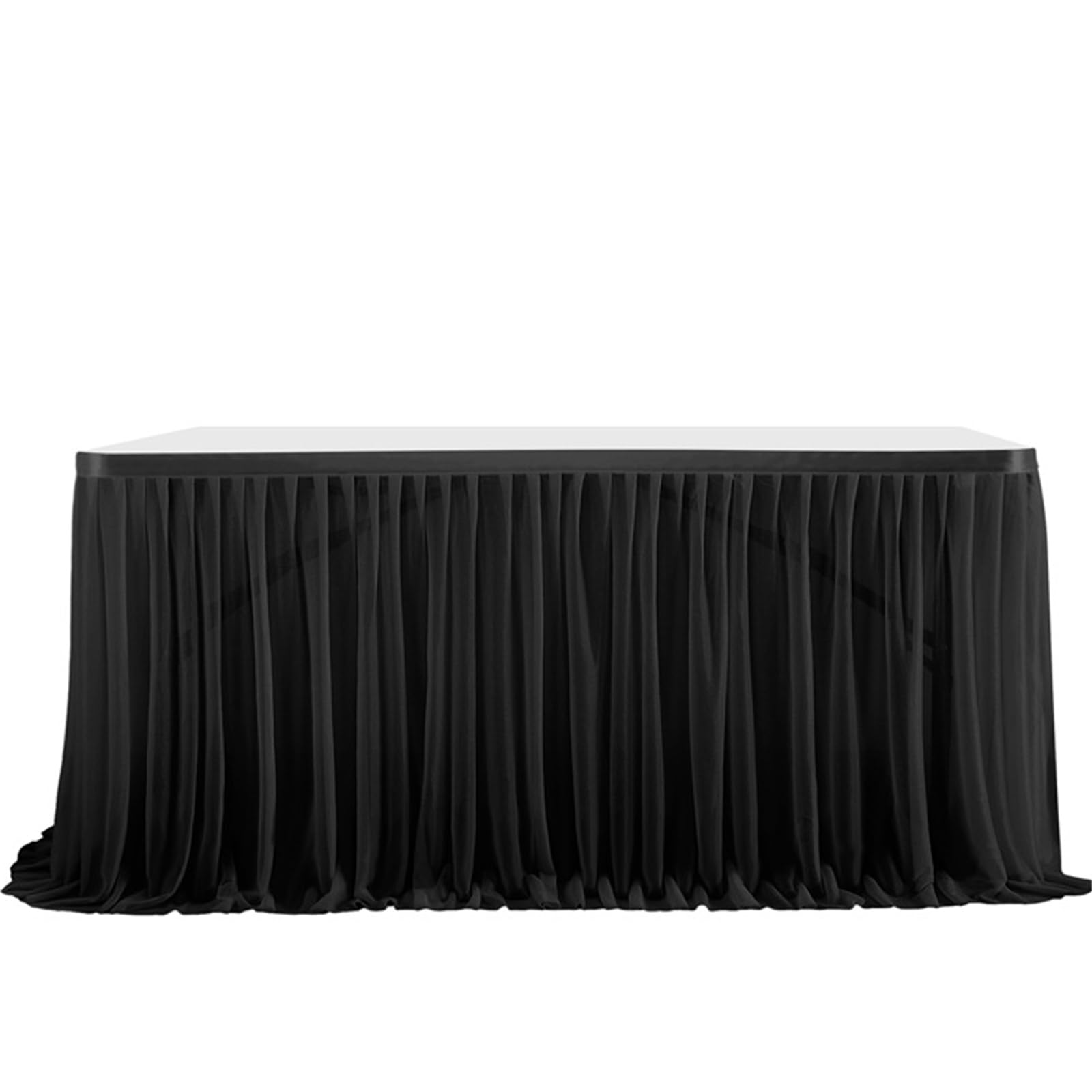 Highdi Tulle Table Skirt for Parties Rectangular Table, Fluffy Tulle Desk Gauze for Wedding Parties Birthday Parties and Home Cake Table Décor (9FT/275x77cm,black)