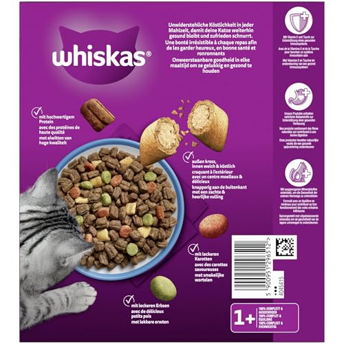 WHISKAS Trockenfutter für ausgewachsene Katzen 5 x 800g mit Thunfisch