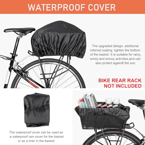 Rear Bike Basket – Large Bicycle Rear Basket with Cargo Net