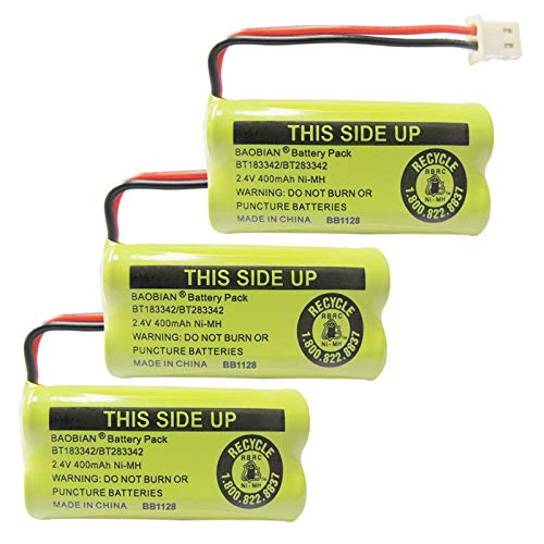 Baobian 2.4V 400Mah Cordless Home Phone Battery Compatible With Bt162342 Bt-162342 Bt166342 Bt-166342 Bt266342 Bt-266342 Bt183342 Bt-183342 Bt283342 Bt-283342 Cs6329 Cs6114 Cs6419(3 Pack) #TOP11