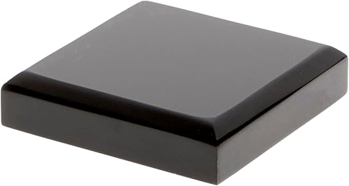 Plymor Base de exhibición biselada cuadrada de acrílico negro, 3" W x 3" D x 0.75" H