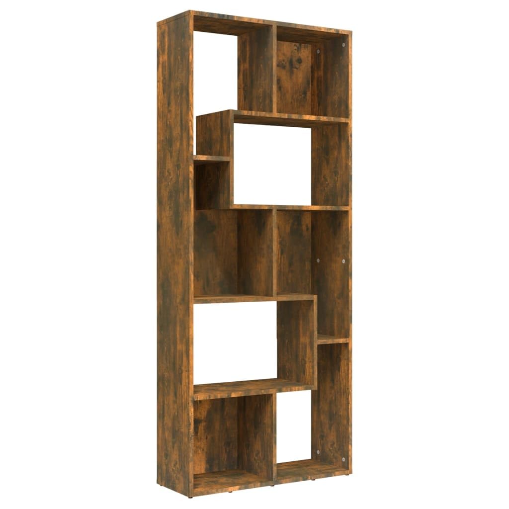 vidaXL Estantería Librería Estante Libros Archivador Biblioteca Almacenamiento Oficina Decoración Madera Contrachapada Color Roble Ahumado 67x24x161cm