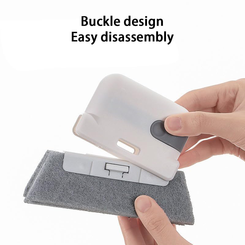 Image of 2PCS Window Track Cleaner, Window Groove Cleaning Brush Tools Set, Window Slot Clean Brush with Dustpan