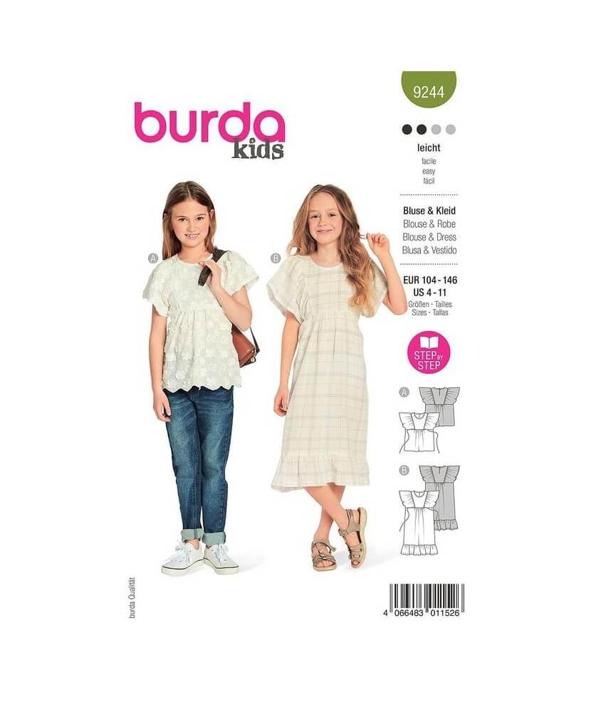 burdastyle Schnittmuster Kleid und Bluse für Mädchen zum selber nähen