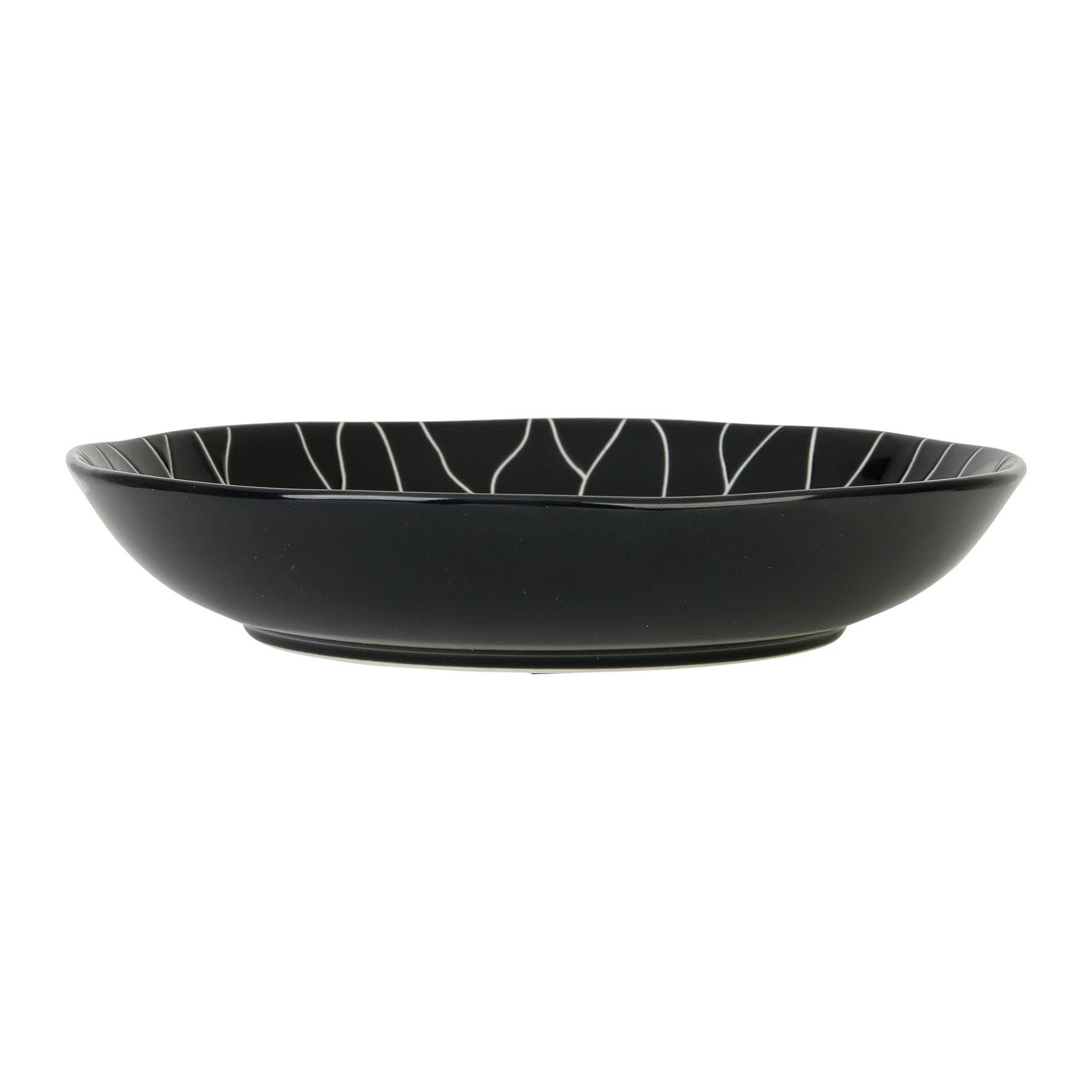 GENEVIEVE LETHU 539092 Black Stoneware Deep Plate Diameter 20 cm - Dahlia Collection Black - Lotus Decor