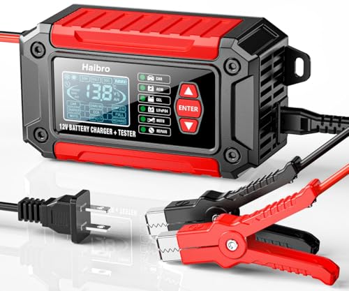 Haibro Car Battery Charger and Tester, 12V 6A Smart LiFePO4 Battery Trickle Charger, CCA Load Tester Automotive Alternator Tester Digital Battery Analyzer for Lead Acid,Lithium Iron Phosphate Battery