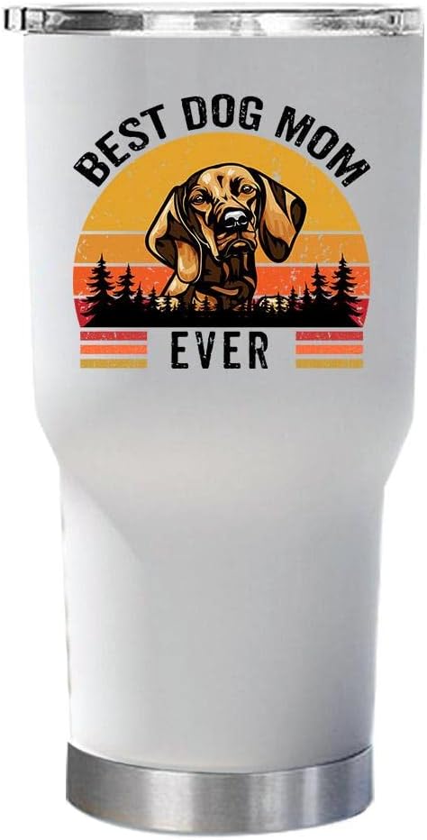 Best Dog Mom Ever Cup - Shiba Inu Tumbler 30oz With Lid Gift For Dogs Lover - Vintage Sunset White Mug - Funny Shobe Mug Tumblers Stainless Steel Presents Idea For Women