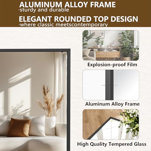 Koonmi 78"x40" Floor Mirror Full Length, Bedroom Floor Body Mirror with Stand, Large Black Mirror, Leaning, Standing or Hanging Horizontally/Vertically