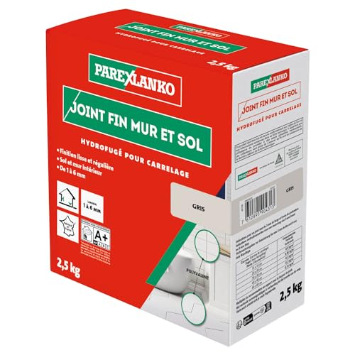 Parexlanko - PAREXLANKO - Joint Fin Mur et Sol - Gris - Joint en Poudre Hydrofugé pour Carrelage (1 à 6 mm) - Intérieur - Adapté aux Pièces Humides - 2,5 kg