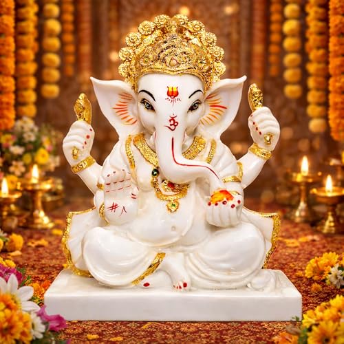 Cyan Collection Handicraft Marble Dust Large Ganesha Idol, Ganpat...