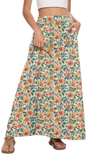 Image of Womens Maxi Skirt Long Flowy Summer A-Line High Waist Skirts