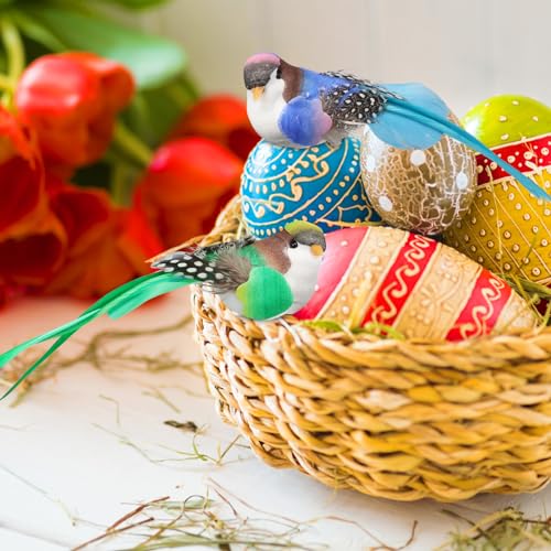 6 pcs Bird Decorations Artificial Birds Bird Ornaments Small Birds On Clip Colourful Artificial Feather Foam Birds Bird Decoration Tree Ornament Garden Bird Ornaments for Home Garden - Image 2
