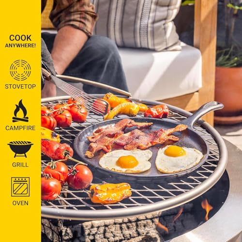 Image of Lodge Round Seasoned Cast Iron Griddle 10.5 Inches - Round-Shaped, Pre-Seasoned Iron Griddle Pan - Non-Toxic, PFAS-Free Cookware - Compatible with Stovetop, Oven, Grill, or Campfire (Pack of 3)