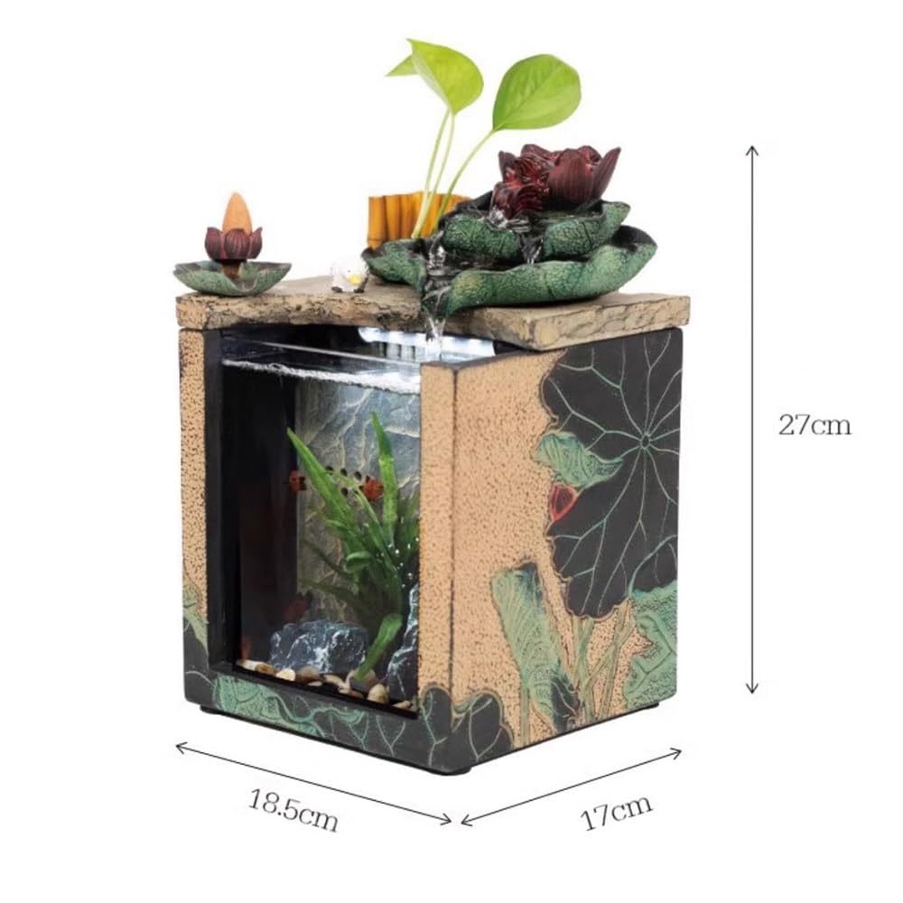 Feng Shui Fontana da tavolo Zen Scape Flow da interno, cascata con mini paesaggio autopulente interni