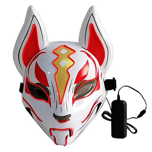 Lixada Máscara de Halloween Fox máscara facial completa luces de neón fiesta de Halloween pantalla LED oscuro brillante Cosplay máscara fiesta disfraz máscara