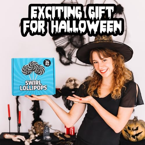 Halloween Lollipops 24pcs Black and White Swirl, Blue-Raspberry - image 6