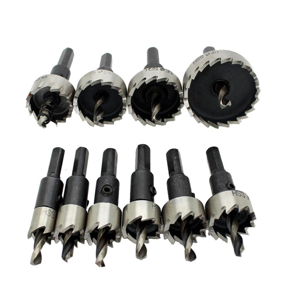 Juego de brocas de sierra de agujero de 10 piezas, juego de brocas de acero HSS, herramienta para madera, metal, aleación de madera, 12-40 mm, negro