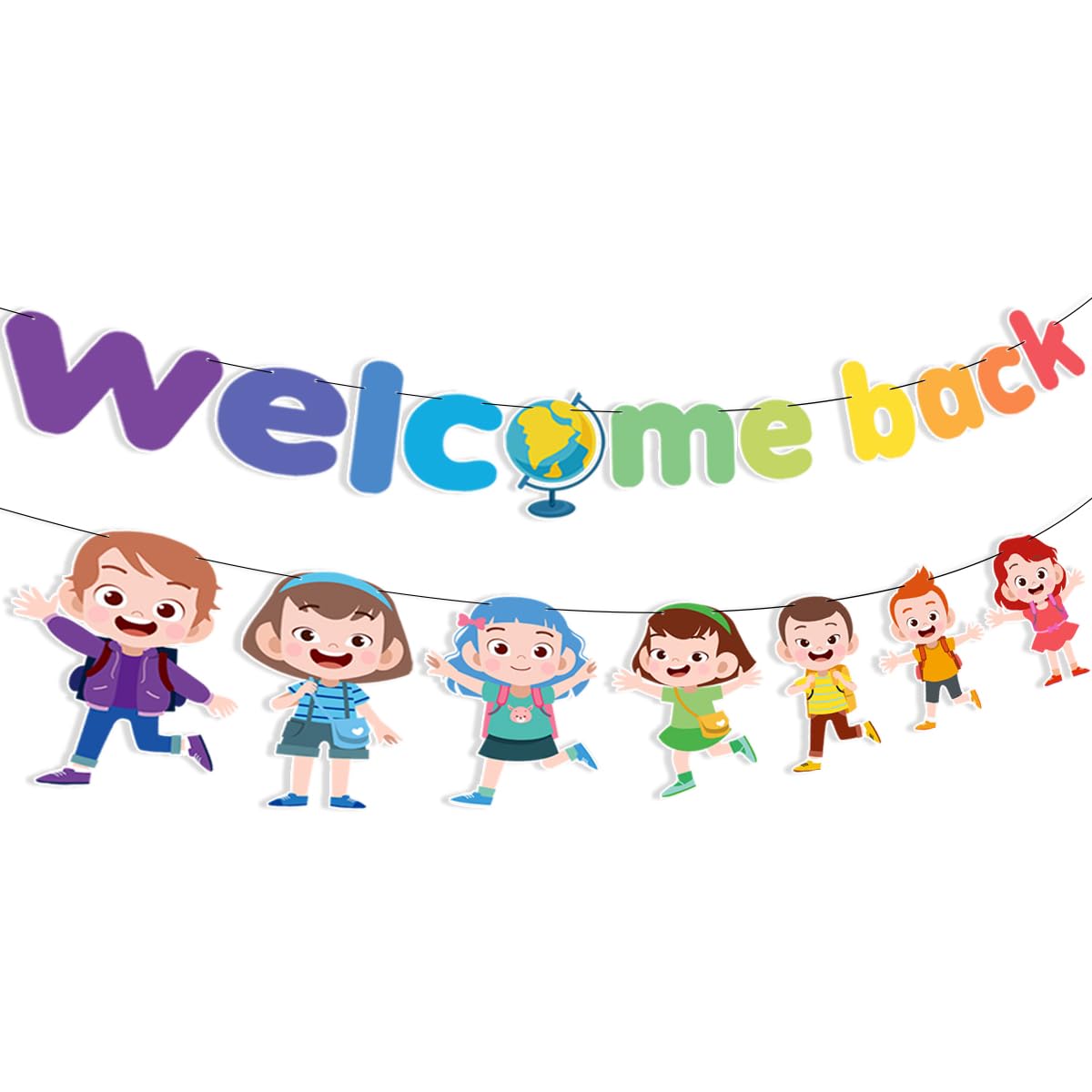 CMUSKO Welcome Back Banner-Back to School Decorations First Day of School Garland Preschool Classroom Party Decoration Colorful Kindergarten Back to School Banner for Kids
