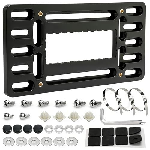 Front License Plate Bracket Holder No Drill License Plate Bracket Universal Bumper Car Tag Frame Mounting kit Car Frame Mount Adapter with Stainless Steel Screw Cap Cable Ties