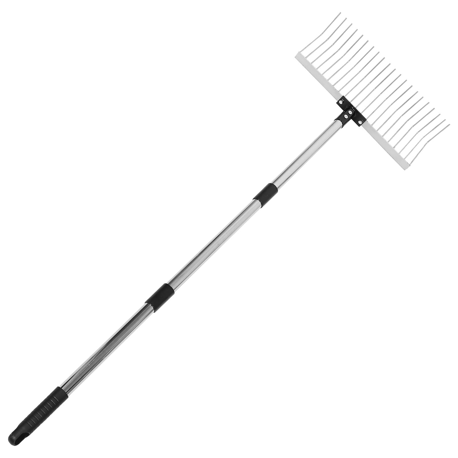 Gadpiparty Rastrillo de Jardín Metálico Dientes Ajustable con Mango de Acero Inoxidable Césped Recogida Labores Agrícolas Resistente y Ergonómico