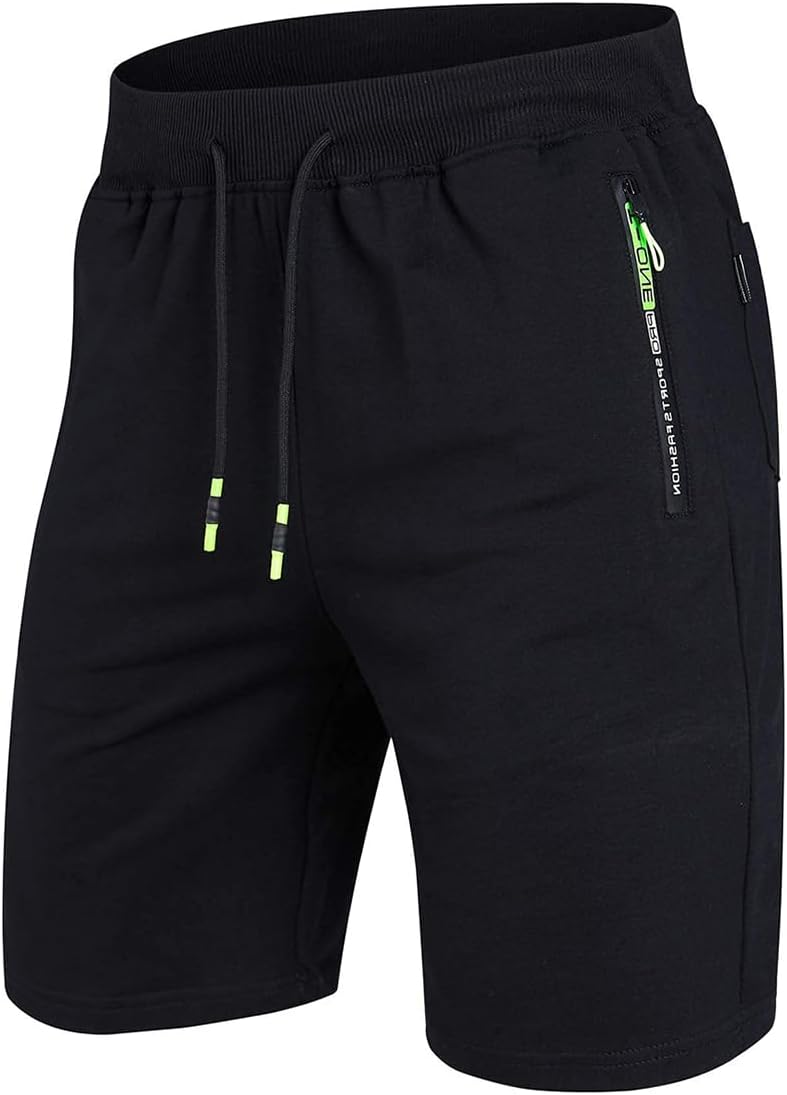 Tansozer Mens Casual Sports Shorts with Elastic Waist Zipper Pockets