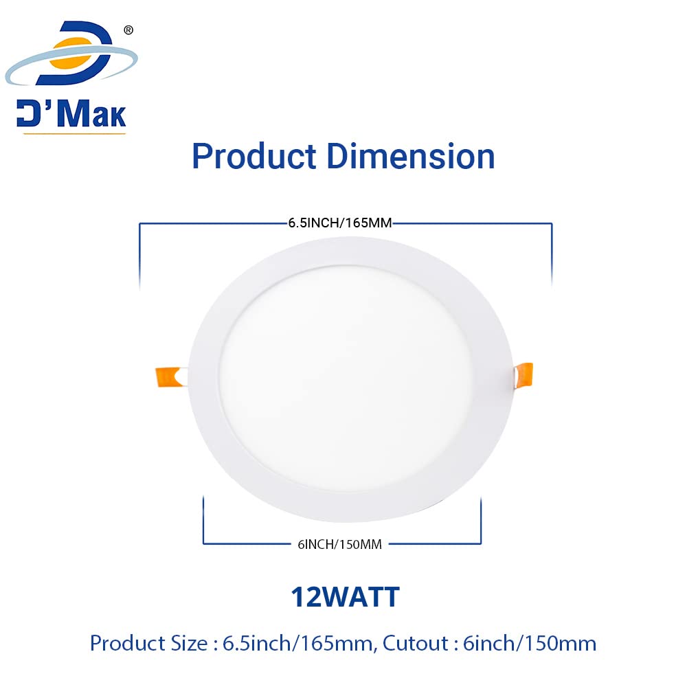 D'Mak 12 Watt LED Round False Ceiling/Recessed Panel Light for POP (Warm White, Yellow) 2