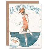 La Vie Parisienne Woman Posing as Ibis Magazine Cover Sealed Greeting Card Plus Envelope Blank inside Femme Couverture du magazine Couverture