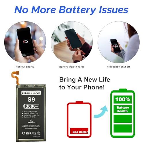 Image of GREEN FUSION New Cellphone Replacement Battery Compatible with Galaxy S9 SM-G960 Series, with Tools & Guide