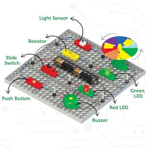 Image of Blix E-Circuits STEM Educational Toy Set, Includes DIY Building Set, Construction Toy Circuit Board, Activity Guide, 24 x 18 cm