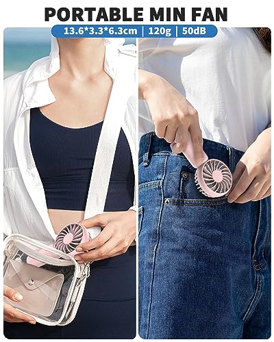 Image of ARCTICOOL High Speed Portable Fan - 100 Speed Adjustable Mini Fan - With Screen Display Hand Fan - Lightweight Design, Low Noise, and Easy Portability for Indoor and Outdoor Use (Light Pink)