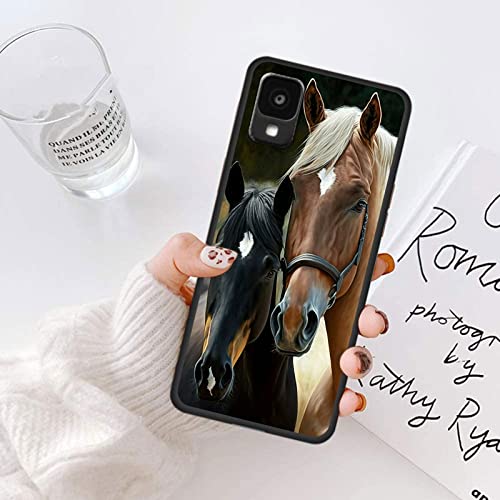 Image of for Alcatel TCL 30Z T602DL Phone Case, Soft TPU Slim Fit TCL 30Z for Women Girls, Anti Scratch Non-Slip Protective Shockproof Rubber Cover for Alcatel TCL 30Z, Two Horses