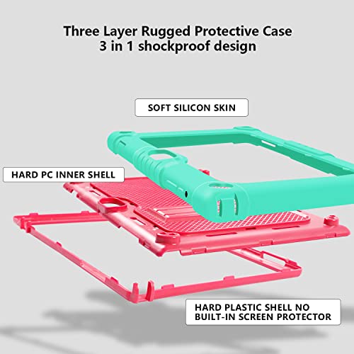 Doemoil For Vankyo Matrixpad S10 Tablet Case Yqsavior Cupeisi Coopers Yq10S Vivimage A10 A38 Zzb Zb10 Zb01 Aoyodkg A38 Byandby Byyq10S 10.1" Case Built In Kickstand Shoulder Strap Shell (Green+Pink) #TOP1