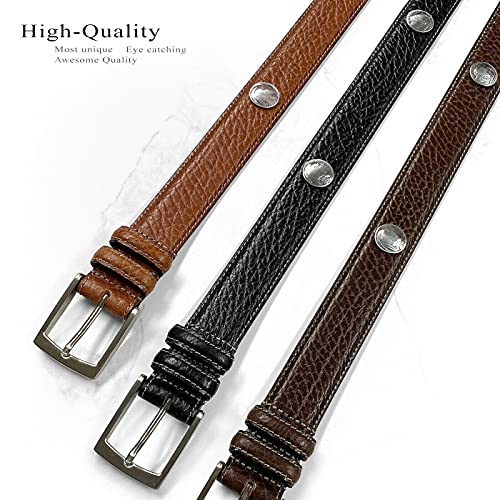 Men's Belt Genuine Leather Casual Dress Belt, Assembled in the U.S - Multi-Style Options2