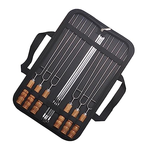 HEMOTON 10pezzi Spiedo Spiedo Per Barbecue Attrezzi Per Barbecue in Inossidabile Con Manico in Legno Per Grigliare All