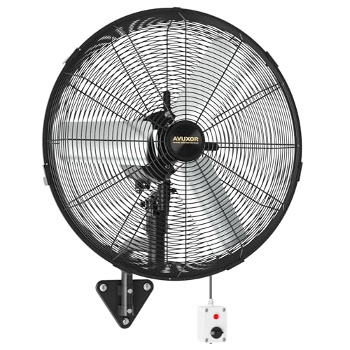 24 Outdoor Wall Mount Fan 4 Speed Oscillating Wall Fan with All Sealed Brushless DC Motor Heavy Duty Industrial Fans Waterproof Fans for Patios House Garage Commercial Warehouse Factory