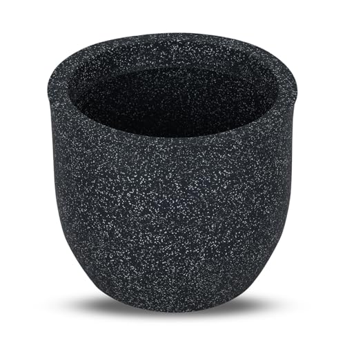 BonKaso 16 inch Dark Grey Pot – Tall, Durable & Lightweight Polymer Jaguar Round Planter for Indoor & Outdoor Use: Home, Office, Garden & Balcony (Gamla/Gamale)