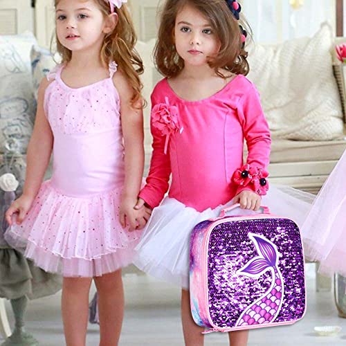 3Pcs Kids Backpacks For Girls, 16" Little Kid Mermaid Sequin Preschool School Bookbag And Lunch Box #TOP7