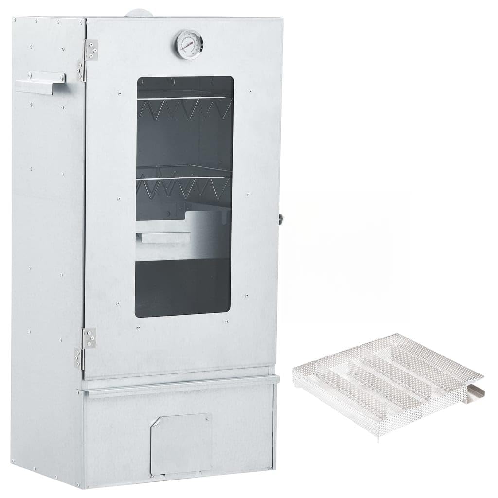 Horno para ahumar con generador de humo frío de acero galvanizado, multifuncional para carne, pescado y salchichas, incluye termómetro y ganchos en S, barbacoa duradera al aire libre