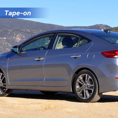 Image of Window Visors Rain Guards for 2011-2016 Hyundai Elantra Sedan, Out-Channel Window Vent Wind Deflectors Visors Shades for 11-16 Elantra (EXCLUDES Elantra GT)