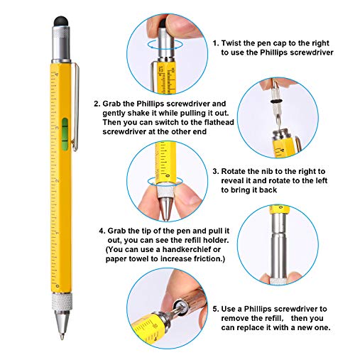 Zonon TW-ZONON-26951 3 Pieces Present Pen For Men, Multi-Tool Pen, 6 In 1 Pen Mini Ballpoint Pen, Ruler thumb #3